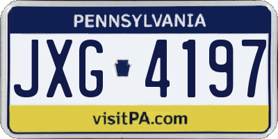 PA license plate JXG4197