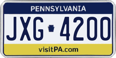 PA license plate JXG4200