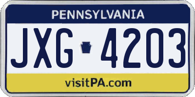 PA license plate JXG4203