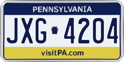 PA license plate JXG4204