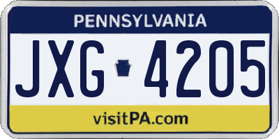 PA license plate JXG4205