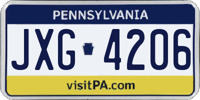 PA license plate JXG4206