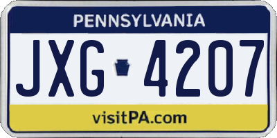 PA license plate JXG4207