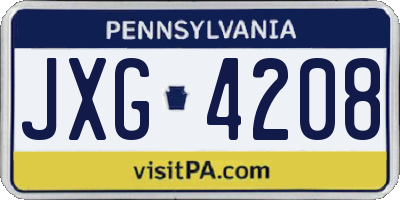 PA license plate JXG4208
