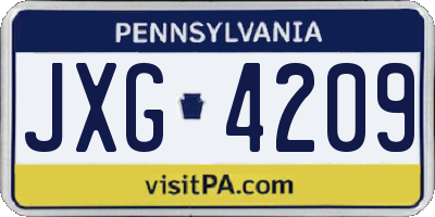 PA license plate JXG4209
