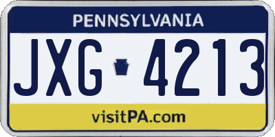 PA license plate JXG4213