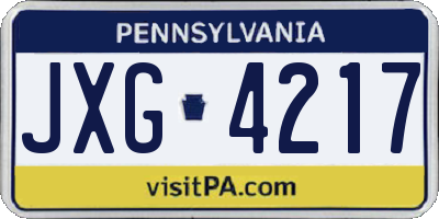 PA license plate JXG4217