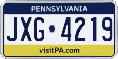 PA license plate JXG4219
