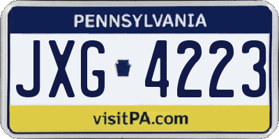 PA license plate JXG4223