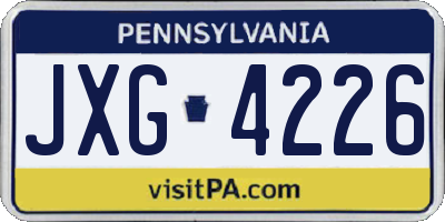 PA license plate JXG4226