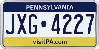 PA license plate JXG4227