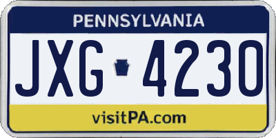 PA license plate JXG4230
