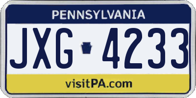 PA license plate JXG4233