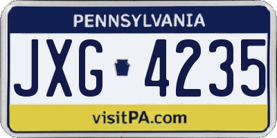 PA license plate JXG4235