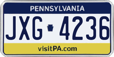 PA license plate JXG4236