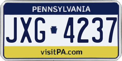 PA license plate JXG4237