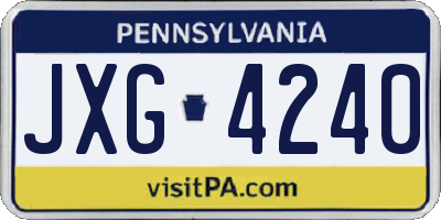 PA license plate JXG4240