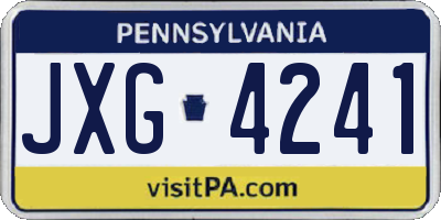 PA license plate JXG4241