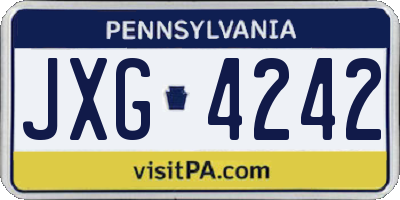 PA license plate JXG4242