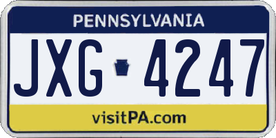 PA license plate JXG4247