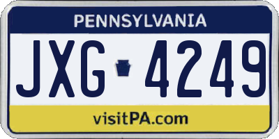 PA license plate JXG4249