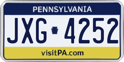PA license plate JXG4252