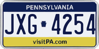 PA license plate JXG4254