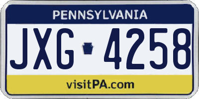 PA license plate JXG4258