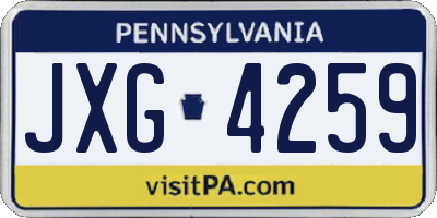PA license plate JXG4259