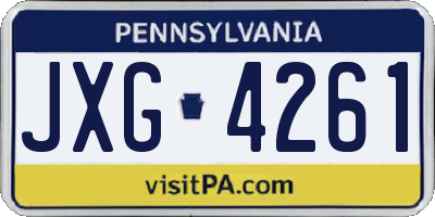 PA license plate JXG4261