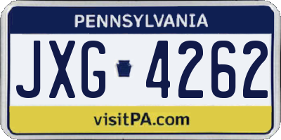 PA license plate JXG4262
