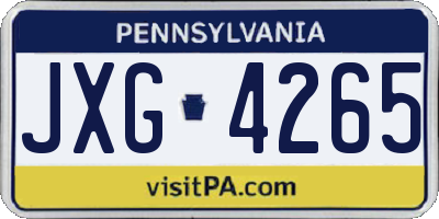 PA license plate JXG4265