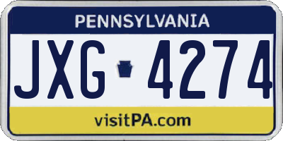 PA license plate JXG4274