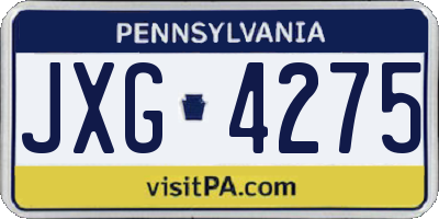 PA license plate JXG4275
