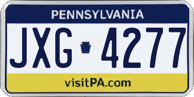 PA license plate JXG4277