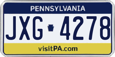 PA license plate JXG4278