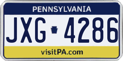 PA license plate JXG4286