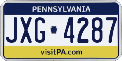 PA license plate JXG4287