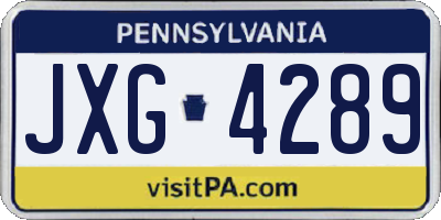 PA license plate JXG4289
