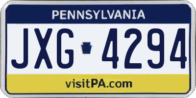 PA license plate JXG4294