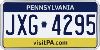 PA license plate JXG4295