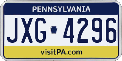 PA license plate JXG4296