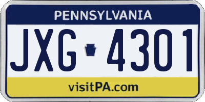 PA license plate JXG4301