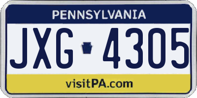 PA license plate JXG4305
