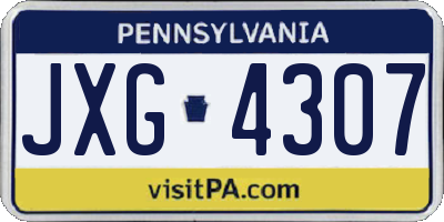 PA license plate JXG4307