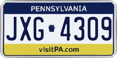PA license plate JXG4309