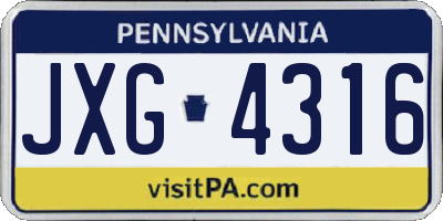 PA license plate JXG4316