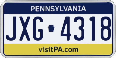 PA license plate JXG4318