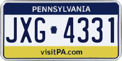PA license plate JXG4331