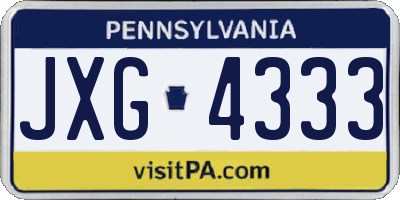 PA license plate JXG4333